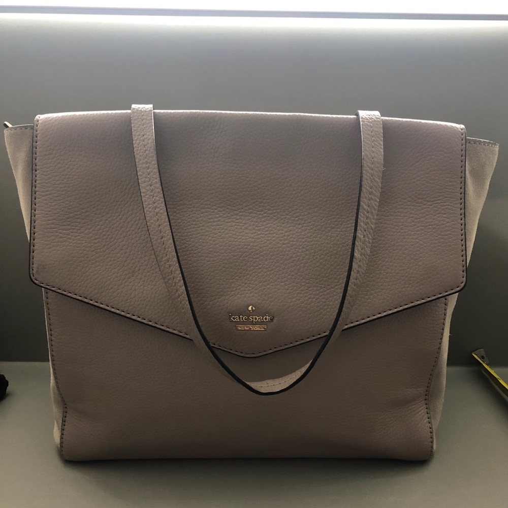 Kate Spade Mauve Pebbled Leather and Suede Tote